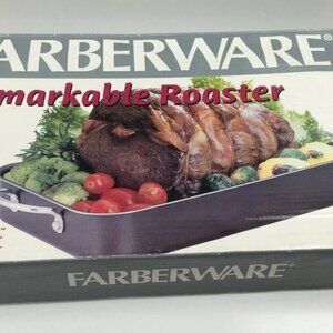 NEW Farberware Remarkable Roaster Silverstone Nonstick 15" x 10" x 2.75" Heavy!!